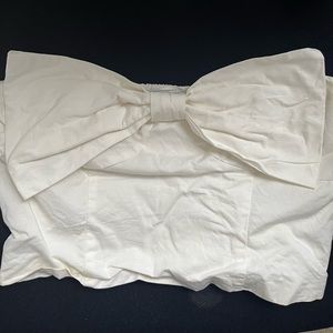 White Strapless Bow Top